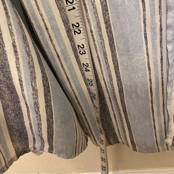 Xhilaration blue vertical stripe split leg jumpsuit corset smocked top suit S - Picture 12 of 14